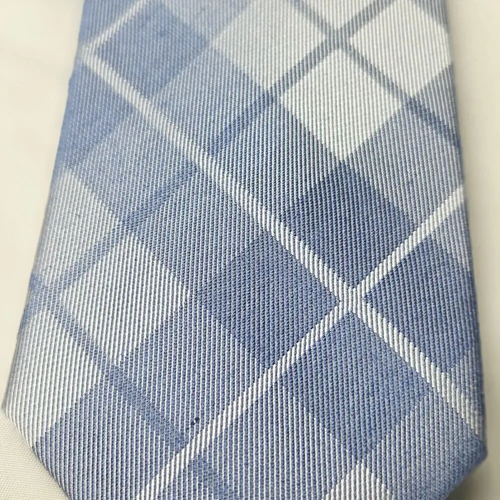 Calvin Klein Tie Mens One Size Blue Silk Viscose Plaid Check Classic Business